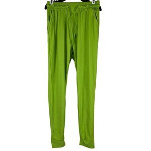 Bright Green Lightweight Size M Jogger Pants Drawstring Elastic Waistband
